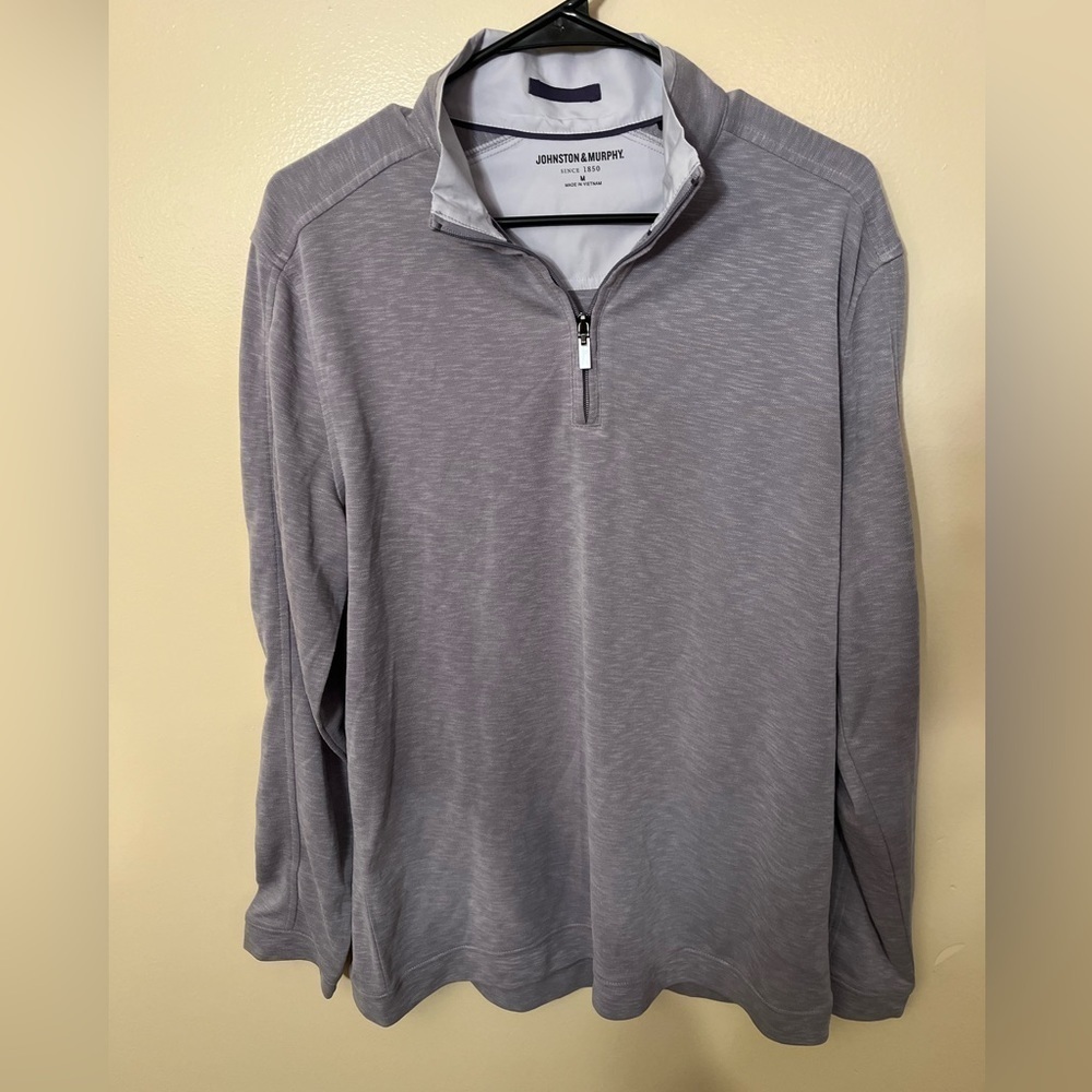 Johnston&Murphy Light Gray 1/4 Zip Lightweight Pullover Sz M